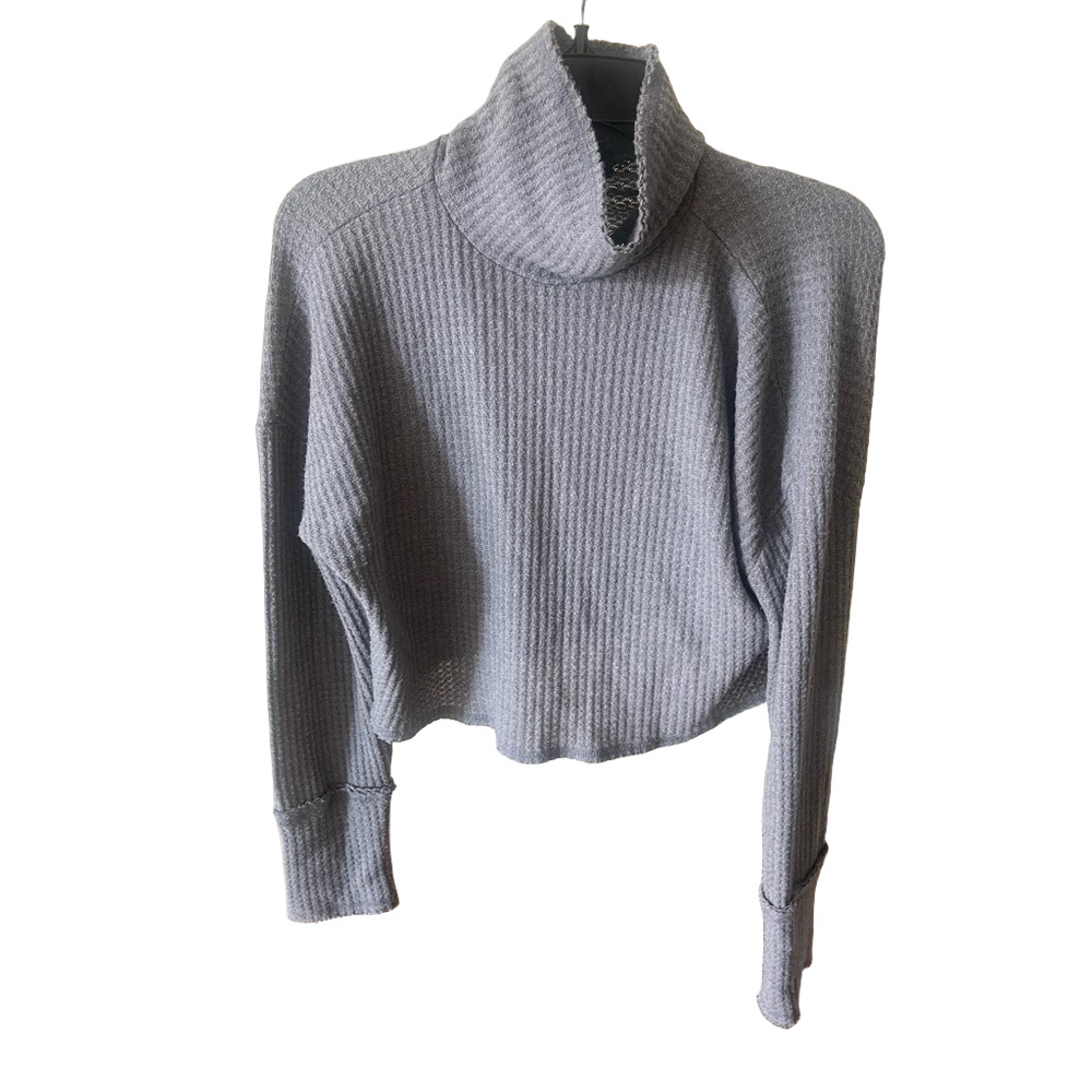 Wild Fable Ribbed Gray cropped Turtleneck Sweater - Picture 2 of 7